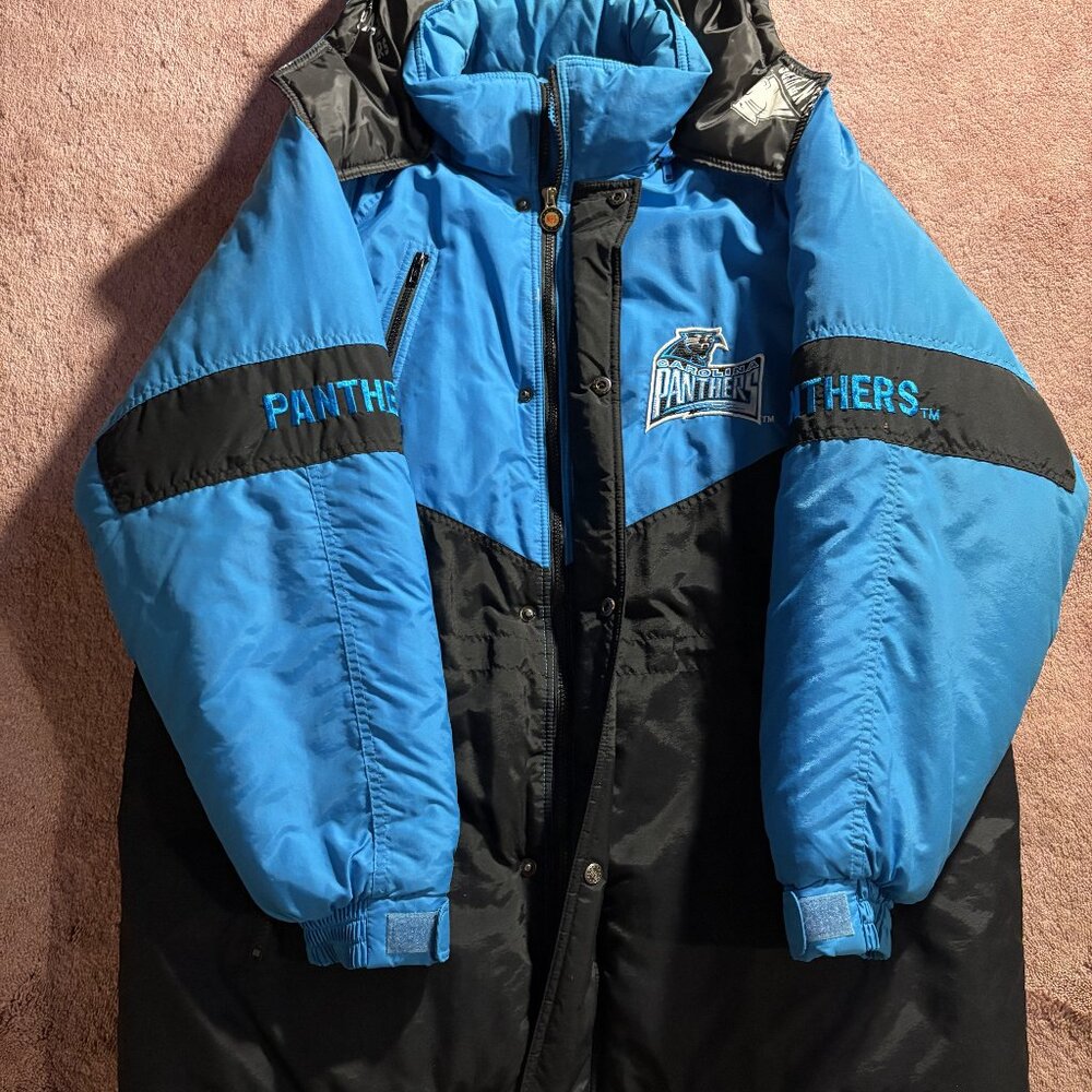 Vintage Game‎ Day Carolina Panthers Embroidered Puffer Jaceket